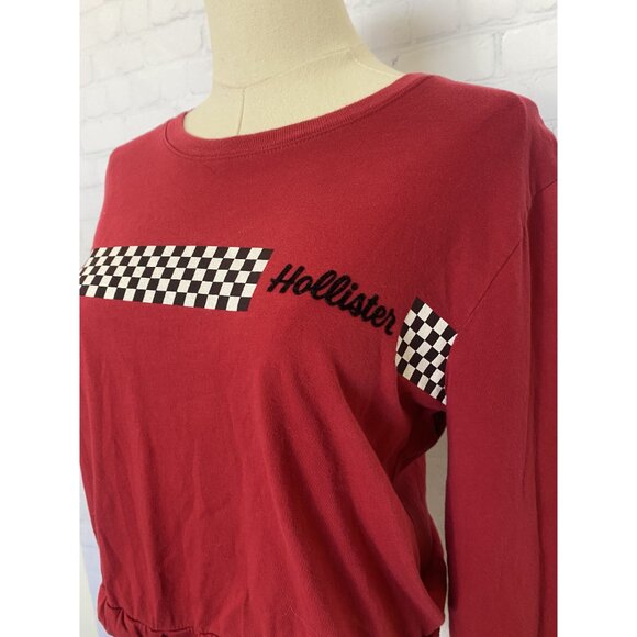 ⭐ 3/$15 Hollister Red Checkered Long Sleeve Crop Top S - Picture 4 of 6